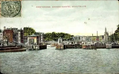 Ak Amsterdam Nordholland Niederlande, Binnen-Amstel Schutsluis