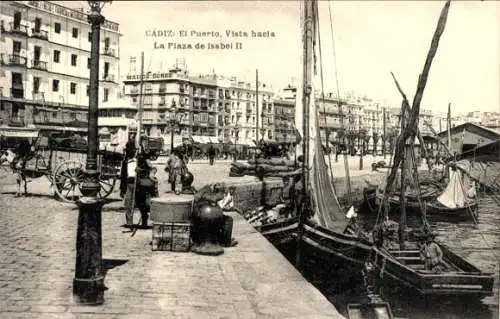 Ak Cádiz Andalusien, El Puerto, Plaza de Isabel II