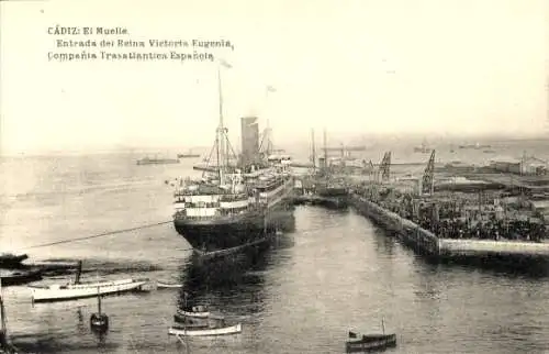 Ak Cádiz Andalusien, El Muelle, Einzug von Königin Victoria Eugenia