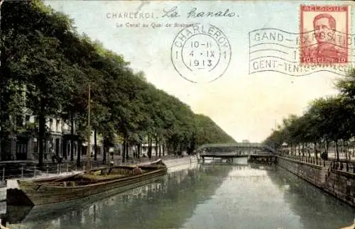 Ak Charleroi Wallonia Hennegau, Kanal am Quai de Brabant