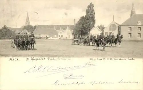 Ak Breda Nordbrabant Niederlande, 3. Regiment Feldartillerie auf dem Platz