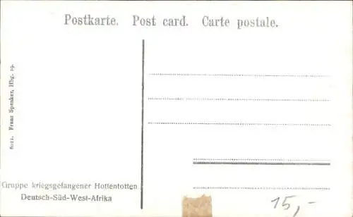 Ak Namibia Deutsch Südwestafrika, Gruppe kriegsgefangener Hottentotten