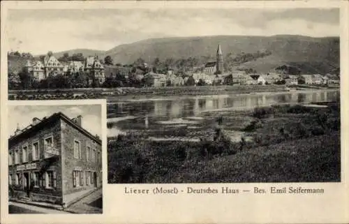 Ak Lieser an der Mosel, Gesamtansicht, Gasthaus Deutsches Haus