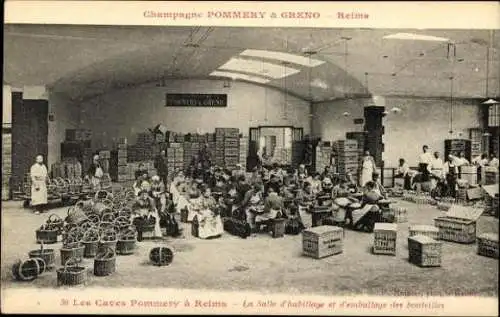 Sert mit 40 Ansichtskarten Reims, Caves Pommery, Umschlag