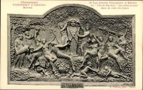 Sert mit 40 Ansichtskarten Reims, Caves Pommery, Umschlag