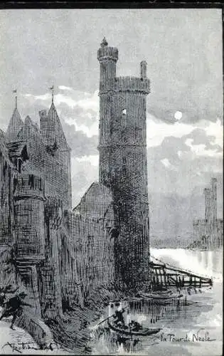 Set von 12 Ansichtskarten das alte Paris, Robida