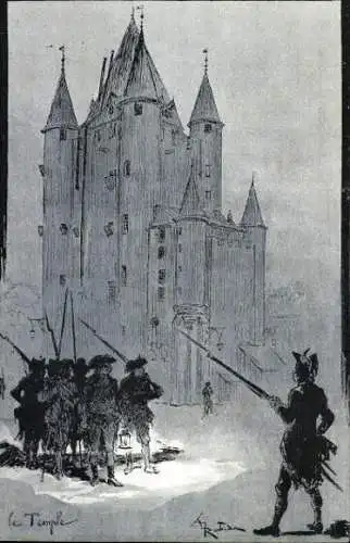 Set von 12 Ansichtskarten das alte Paris, Robida