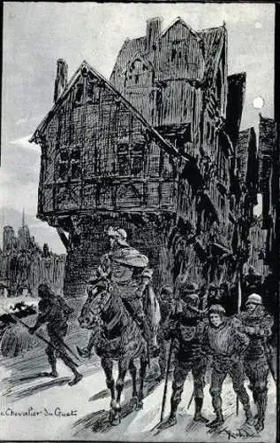 Set von 12 Ansichtskarten das alte Paris, Robida