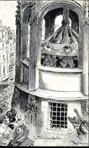 Set von 12 Ansichtskarten das alte Paris, Robida