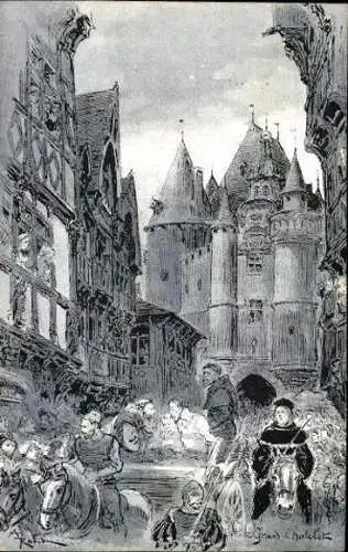 Set von 12 Ansichtskarten das alte Paris, Robida