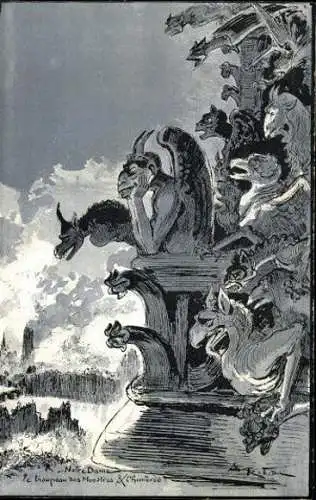 Set von 12 Ansichtskarten das alte Paris, Robida