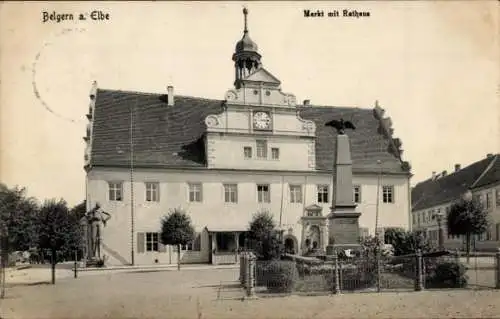 Ak Belgern in Sachsen, Markt, Rathaus