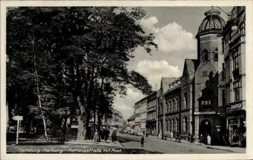 Ak Hamburg Harburg, Rathausstraße, Post