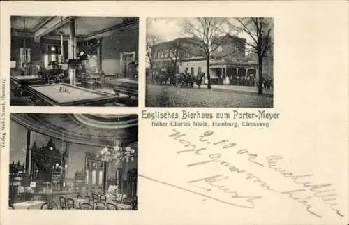 Ak Hamburg Mitte St. Pauli, Englisches Bierhaus zum Porter Meyer, früher Charles Neale, Billardsaal