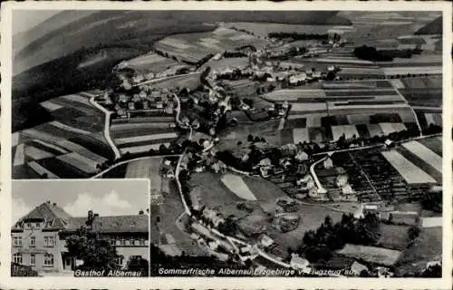 Ak Albernau Zschorlau im Erzgebirge, Fliegeraufnahme, Gasthof Albernau