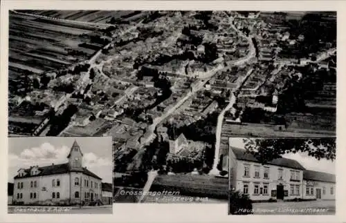 Ak Großengottern in Thüringen, Fliegeraufnahme, Gasthaus z. Adler, Haus Krone, Lichtspieltheater