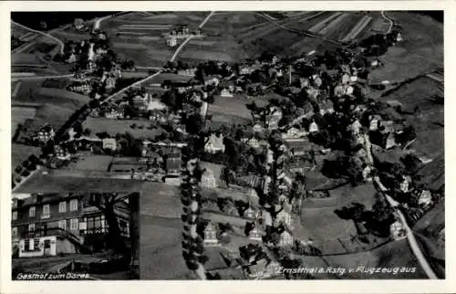 Ak Ernstthal am Rennsteig Lauscha in Thüringen, Fliegeraufnahme, Gasthof zum Dores