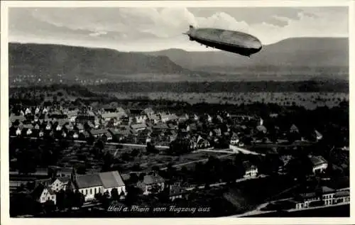 Ak Weil am Rhein, Fliegeraufnahme, Zeppelin