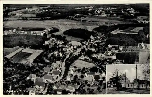 Ak Wolkersdorf Schwabach in Mittelfranken, Fliegeraufnahme, Gasthaus Metzgerei Konrad Drexler