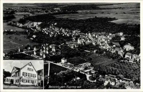 Ak Beinstein Waiblingen in Württemberg, Fliegeraufnahme, Gasthaus z. Krone, Inh. Grieshaber