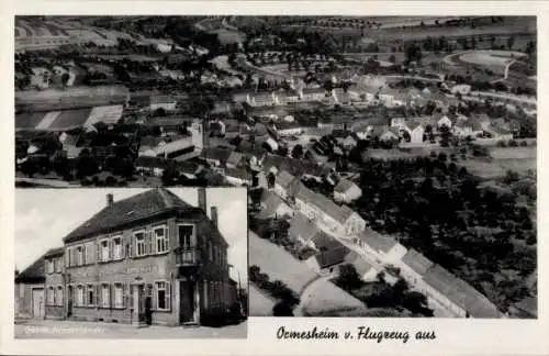 Ak Ormesheim Mandelbachtal im Saarland, Fliegeraufnahme, Gasth. Niederländer