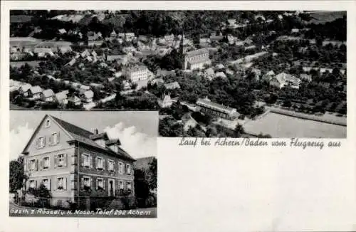 Ak Lauf in Baden Schwarzwald, Fliegeraufnahme, Gasthaus zum Rössel