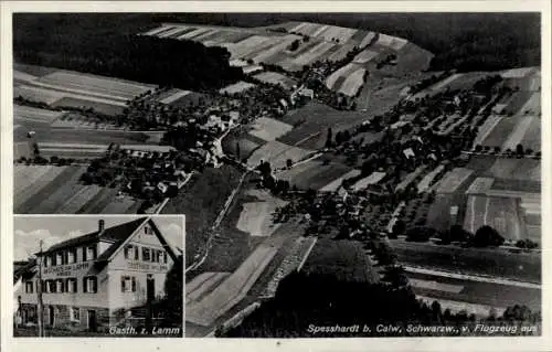 Ak Spesshardt Speßhardt Calw im Schwarzwald, Fliegeraufnahme, Gasthaus zum Lamm