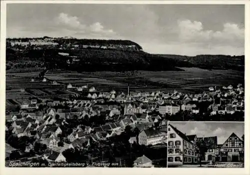 Ak Spaichingen in Württemberg, Dreifaltigkeitsberg, Fliegeraufnahme, Hotel Oßwald