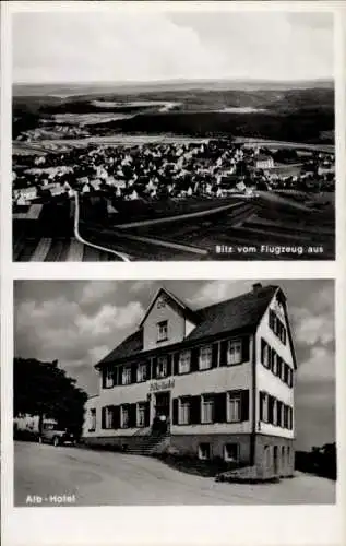 Ak Bitz Schwäbische Alb Württemberg, Fliegeraufnahme, Alb-Hotel