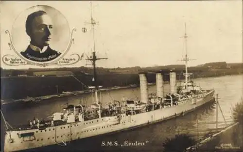 Ak Deutsches Kriegsschiff S.M.S. Emden, Fregattenkapitän von Müller