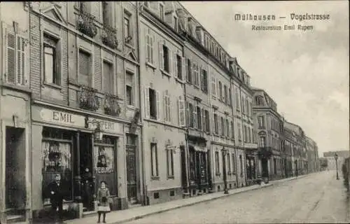 Ak Mulhouse Mülhausen Elsass Haut Rhin, Vogelstraße, Restauration