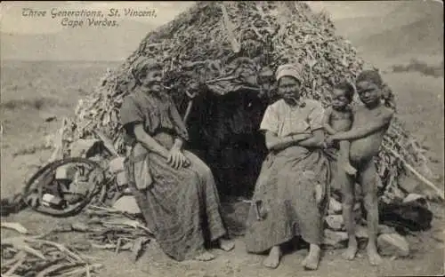 Ak São Vicente Cabo Verde Kap Verde, Drei Generationen, Frauen, Kinder