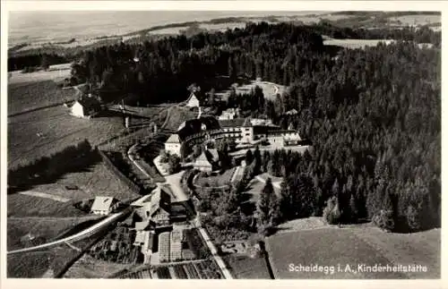 Ak Scheidegg im Allgäu Schwaben, Fliegeraufnahme, Kinderheilstätte