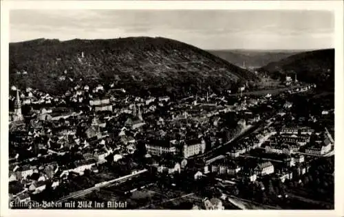 Ak Ettlingen in Baden, Fliegeraufnahme, Blick ins Albtal