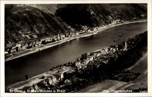 Ak St. Goarshausen am Rhein, Fliegeraufnahme, St. Goar