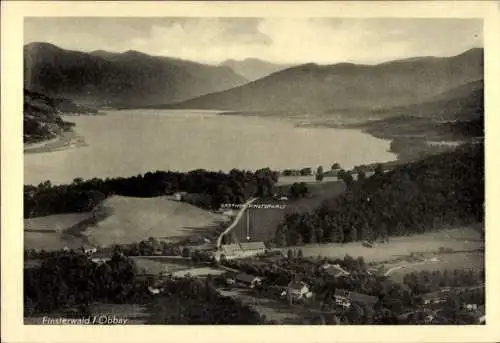 Ak Finsterwald Gmund am Tegernsee Oberbayern, Fliegeraufnahme, Gasthof Finsterwald