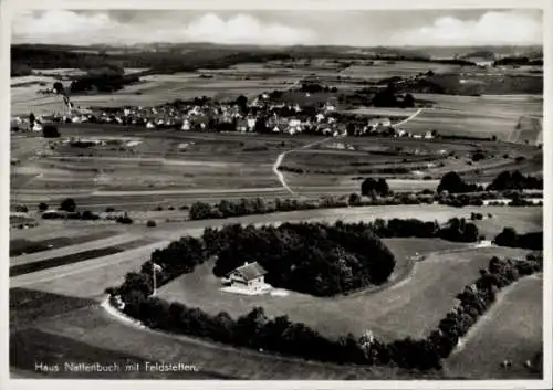 Ak Feldstetten Laichingen in Württemberg, Fliegeraufnahme, Haus Nattenbuch