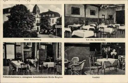 Ak Bad Nenndorf an der Weser, Hotel Schaumburg, Rodenberger Allee, Speisesaal, Vestibül