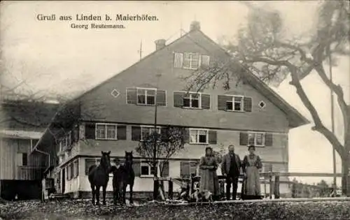 Ak Linden Maierhöfen im Allgäu, Gasthaus Georg Reutemann, Pferde