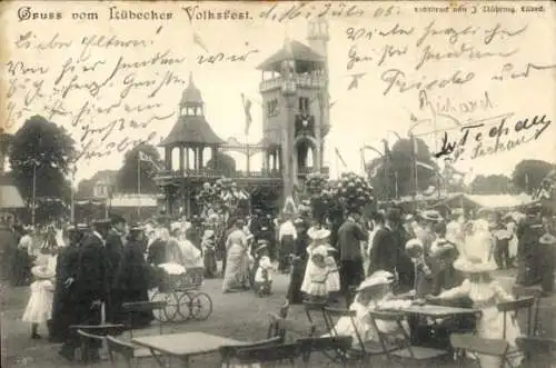 Ak Hansestadt Lübeck, Volksfest, Besucher, Kinderwagen