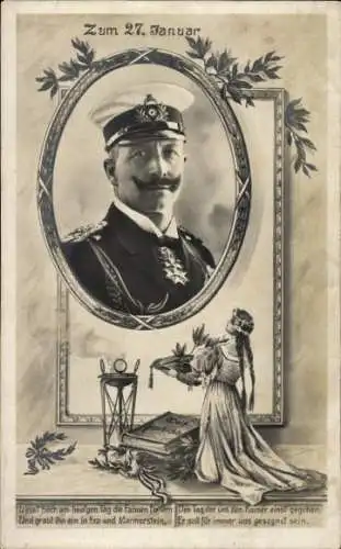 Ak Kaiser Wilhelm II. in Marineuniform, 27. Januar, Altar der Weltgeschichte