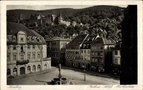 Ak Heidelberg am Neckar, Rathaus, Schloss, Marktplatz