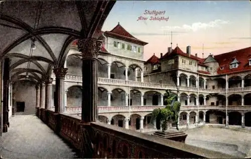 Ak Stuttgart in Württemberg, Alter Schlosshof