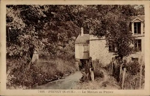 Ak Pringy Seine et Marne, Mühle