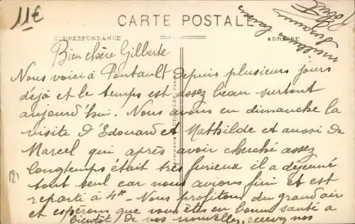 Ak Pontault Seine et Marne, Route de Combault la Poste, Kirche