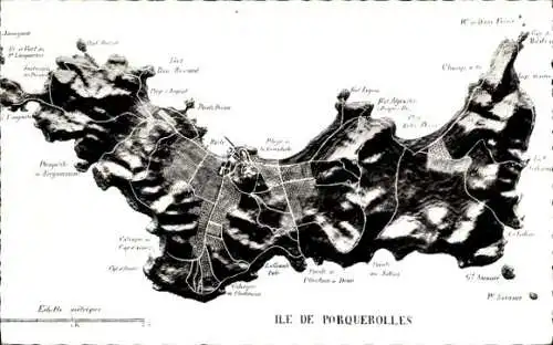 Ak Île de Porquerolles Îles d’Hyères Var, Landkarte