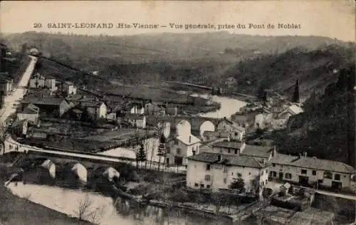 Ak Saint Léonard de Noblat Haute Vienne, Panorama, Pont de Noblat