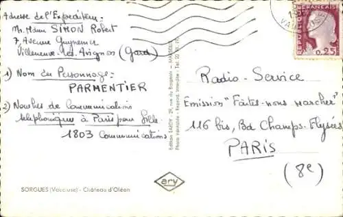 Ak Sorgues Vaucluse, Chateau d'Oleon