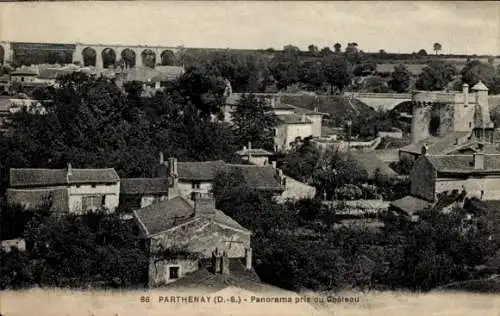 Ak Parthenay Deux Sèvres, Panorama, Blick vom Schloss