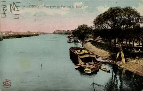 Ak Poissy Yvelines, Vue prise du Pont sur la Seine